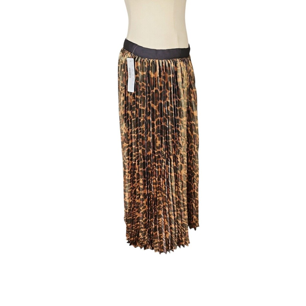 J. Crew Pleated Leopard Midi Skirt Womens 4 Corp Work Paulina Foil Twee Mob Wife - Picture 4 of 8